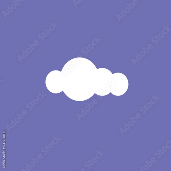 Fototapeta A simple white cloud icon against a solid purple background in a minimalist style illustration art