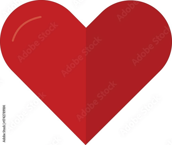 Fototapeta A single red heart shape with a glossy effect on the upper left corner against a white background