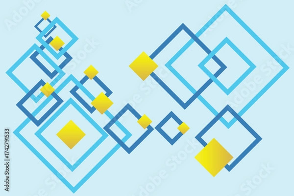 Obraz Abstract Geometric Design with Blue and Yellow Squares