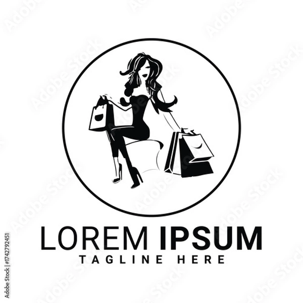 Obraz 27.eps gril soping vector logo design 