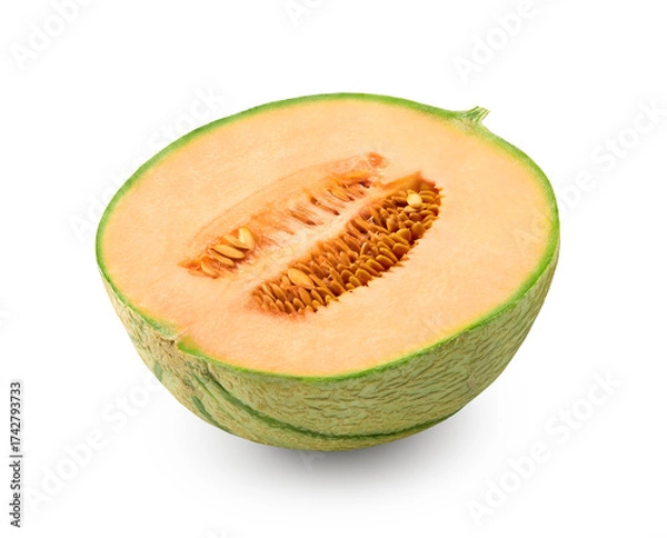 Obraz Sliced cantaloupe melon isolated on white background. clipping path