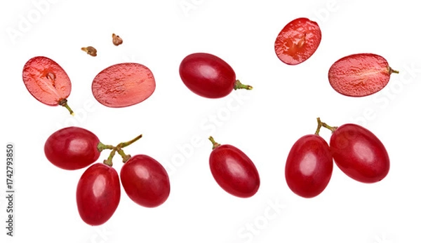 Obraz red grapes berries isolated on white background. macro. with clipping path