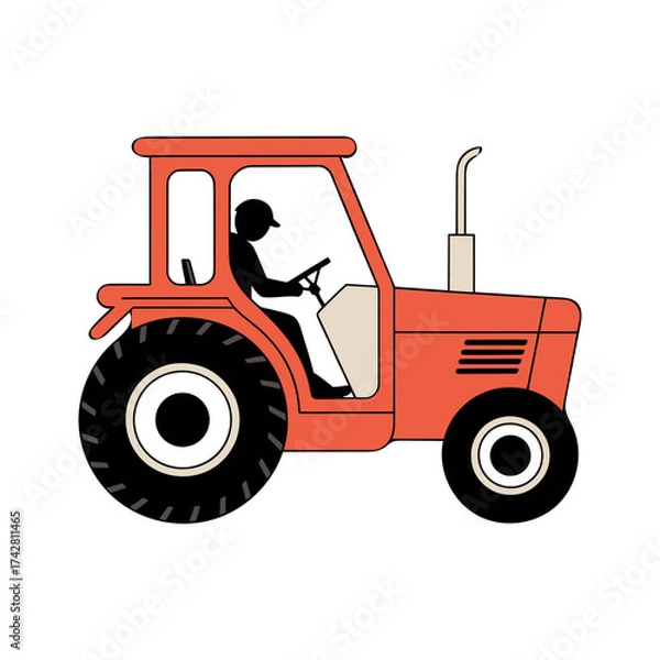Fototapeta Tractor icon vector on White Background Vector Art Illustration on white background.	
