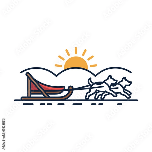 Fototapeta Dog Sled icon vector on White Background Vector Art Illustration on white background.