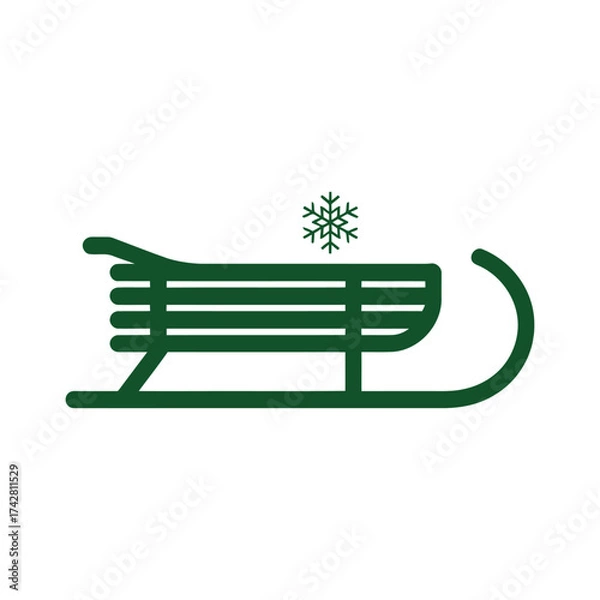 Fototapeta Christmas Sleigh and Snowflake icon vector on White Background Vector Art Illustration on white background.	