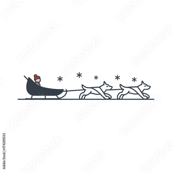 Fototapeta Dog Sled icon vector on White Background Vector Art Illustration on white background.