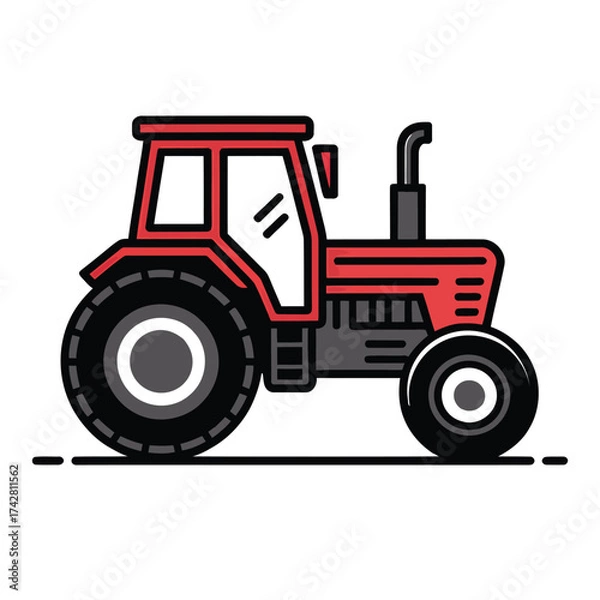 Fototapeta Tractor icon vector on White Background Vector Art Illustration on white background.	