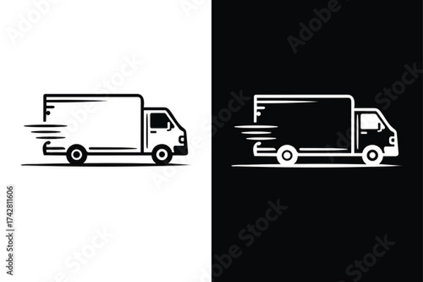 Fototapeta Box Truck icon vector on White Background Vector Art Illustration on white background.