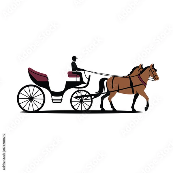 Fototapeta Horse Carriage  icon vector on White Background Vector Art Illustration on white background.
