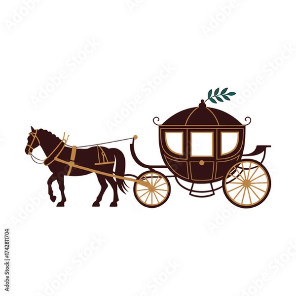 Fototapeta Horse Carriage  icon vector on White Background Vector Art Illustration on white background.
