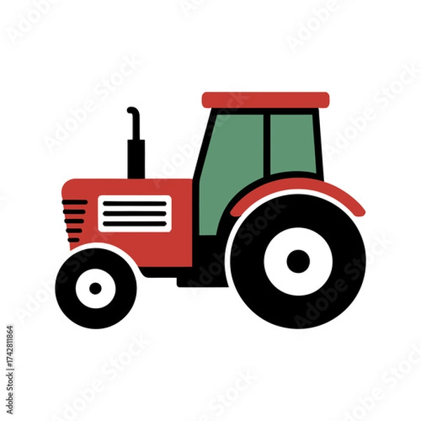 Fototapeta Tractor icon vector on White Background Vector Art Illustration on white background.	