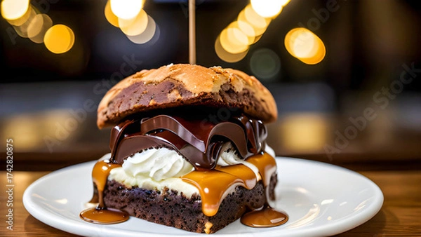 Obraz Piece of chocolate cake on a plate