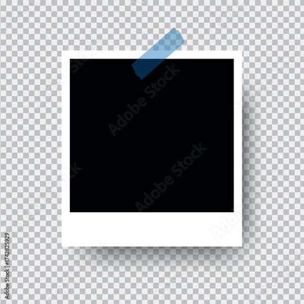 Fototapeta Vector design of a photo frame layout. White frame on an isolated background.