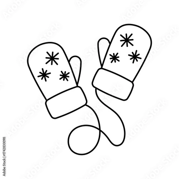 Fototapeta Mittens icon. Black outline line silhouette. Editable strokes. Front and side view. Vector simple flat graphic illustration. Isolated object on a white background.