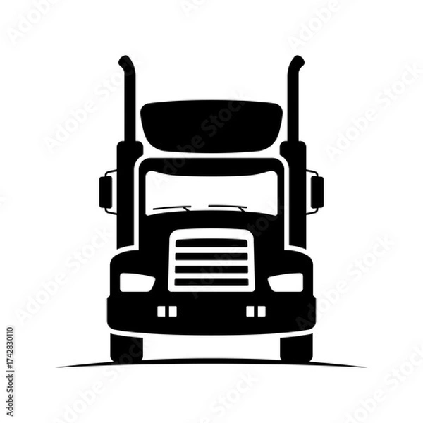 Fototapeta Truck icon. Black silhouette. Front view. Vector simple flat graphic illustration. Isolated object on a white background.