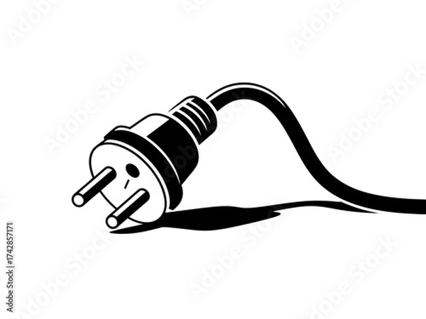 Fototapeta Vector art of electrical plug with three pins, symbolizing power and connection