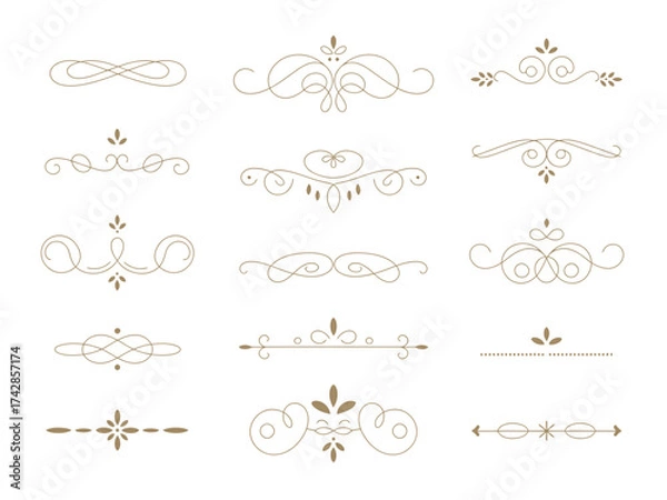 Fototapeta Vector art of set of decorative flourish element for design and embellishment