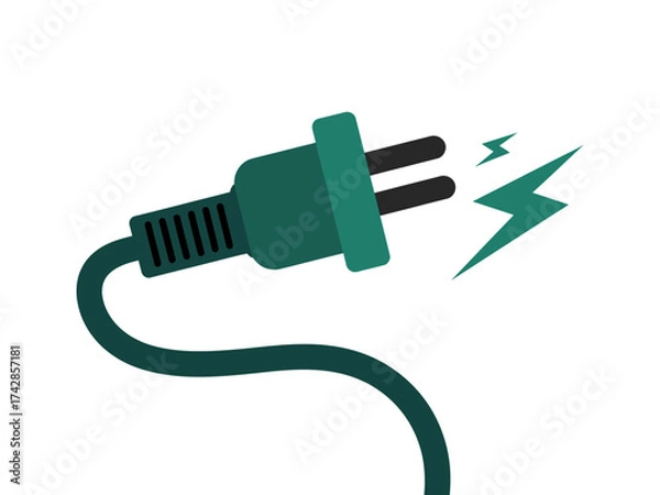 Fototapeta Vector art of electric plug with lightning, power energy and electricity concept