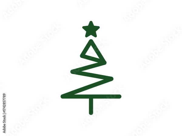 Fototapeta Illustration of a simple green christmas tree with star in vector format