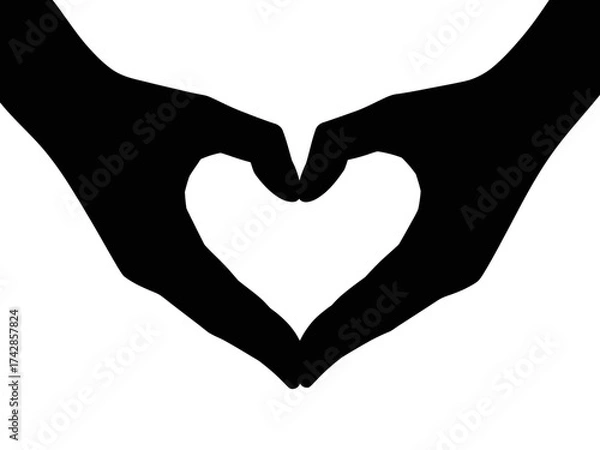 Fototapeta Vector art of silhouette of hands forming a heart shape, symbolizing love and care