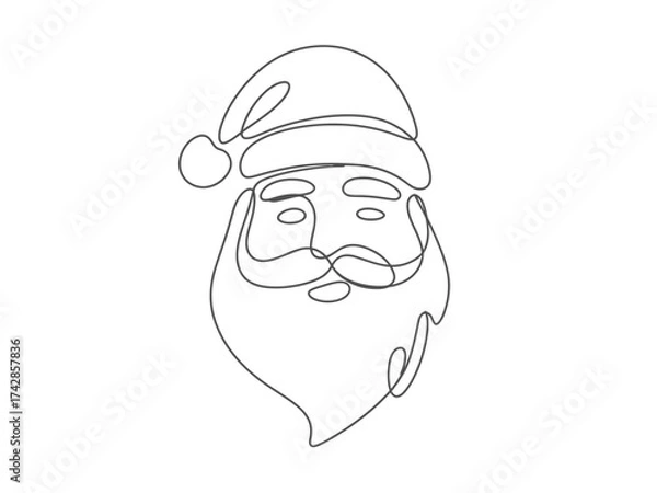 Fototapeta Vector art of continuous line drawing of santa claus, perfect for christmas card