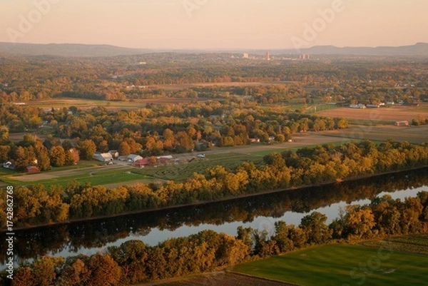 Obraz View of the Connecticut River from Mount Sugarloaf State Reservation, Deerfield, Massachusetts