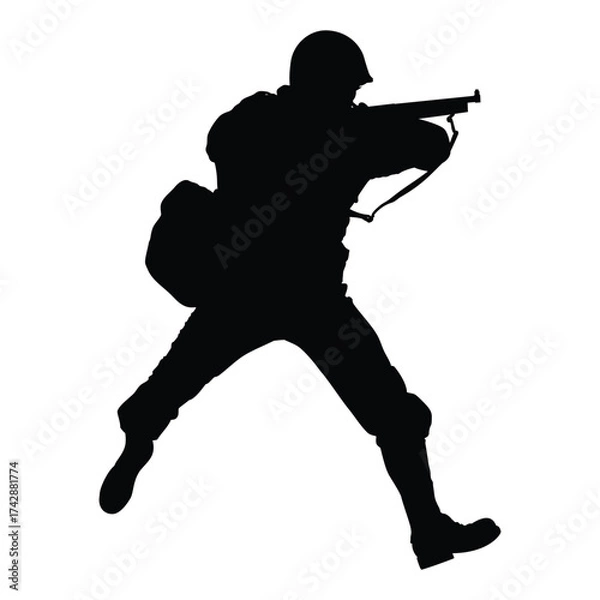 Obraz Soldier world war 2 silhouette vector image