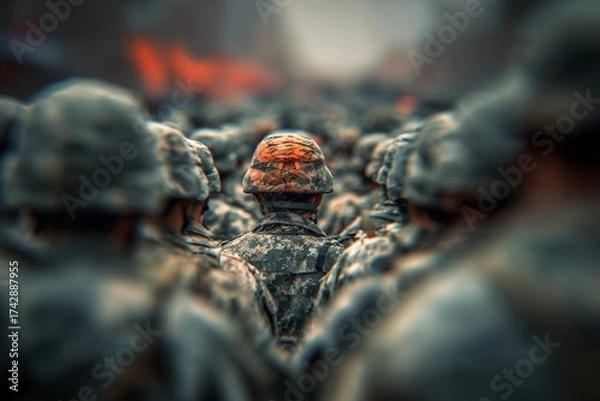 Obraz Soldier Standing Out in Formation. Focused Military Concept