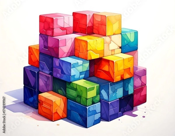Fototapeta Colorful abstract cube composition