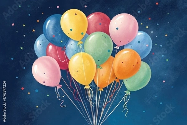 Fototapeta Colorful Balloons Floating in a Festive Atmosphere for a Celebration