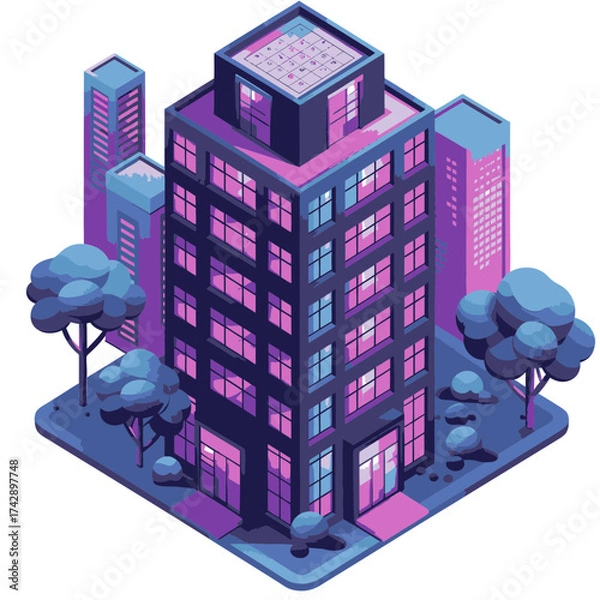 Fototapeta Minimalist skyscraper design showcasing modern architecture in a vibrant urban environment