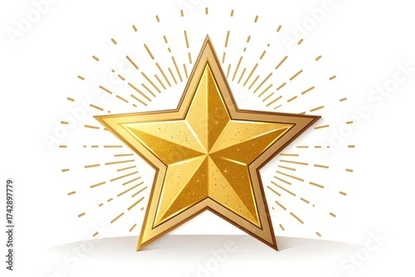 Fototapeta Shining Golden Star on a Bright Background With Rays Emanating From It