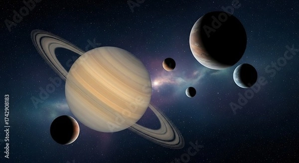 Obraz Saturn, Planets, Space, Rings, Solar System.