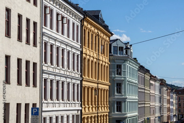 Fototapeta Colorful Grünerløkka Architecture in Oslo Norway – Scandinavian Urban Charm and Creative Street Life