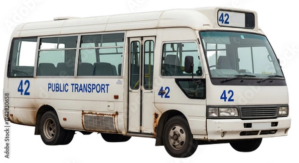 Obraz Public transport bus number 42 parked at a station, showcasing urban travel and mobility