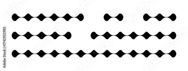 Fototapeta Dividers with connected amorphous shapes, metaballs or organic blobs. Design elements with wiggly borders isolated on white background. Vector graphic illustration.