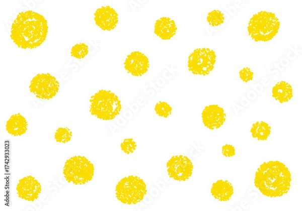 Fototapeta クレヨン素材　ランダムな水玉模様の背景