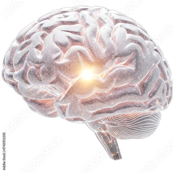 Obraz Intricate human brain illustration glowing with energy, symbolizing creativity and thought processes
