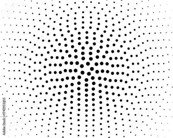 Fototapeta Dotted pattern. Background with halftone gradient effect. Abstract geometric print with different sized black round shapes. Perforated texture. Wallpaper with holes. Vector graphic illustration.