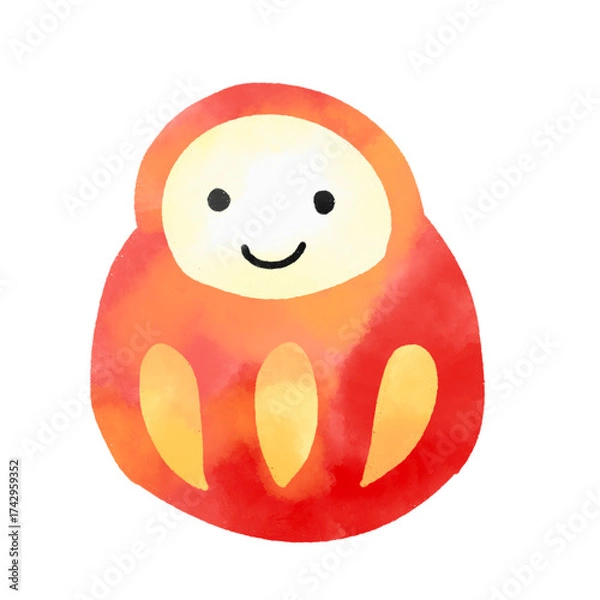 Fototapeta 水彩風のダルマのイラスト