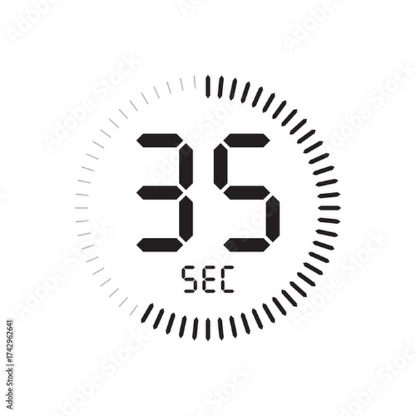 Fototapeta Digital countdown timer icon showing 35 seconds progress