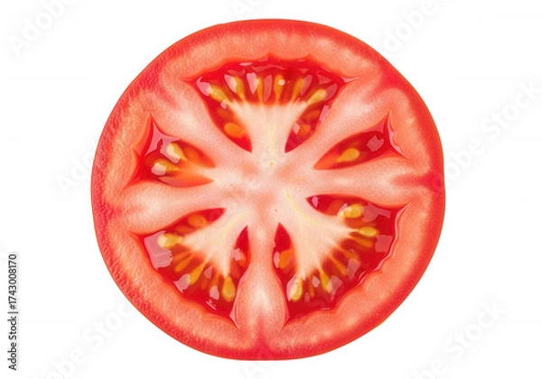 Obraz Red tomato slice juicy interior isolated on a transparent background