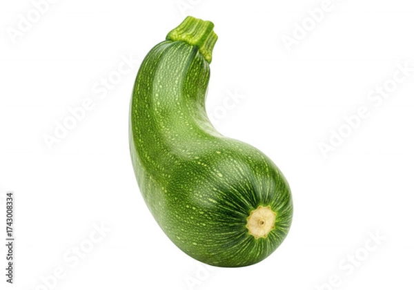 Obraz Green curved squash with textured skin isolated on a transparent background