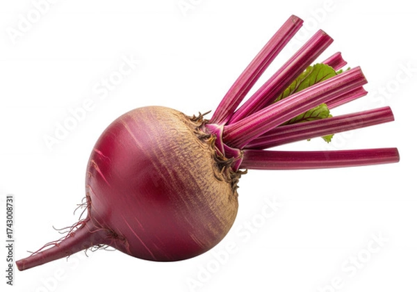 Obraz Deep red root vegetable with vibrant stems isolated on a transparent background