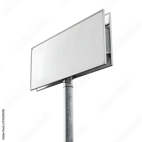 Fototapeta Blank advertising billboard on pole with copy space isolated perspective view