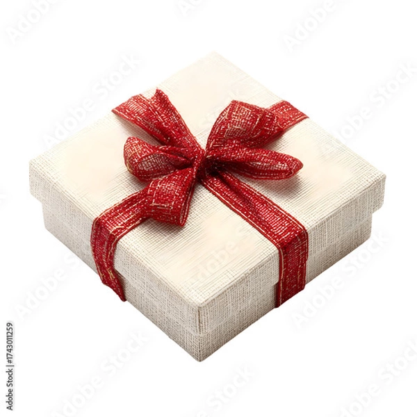 Fototapeta Gift box with red ribbon isolated on transparent background