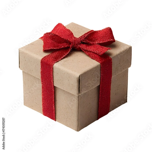 Fototapeta Gift box with red ribbon on transparent background