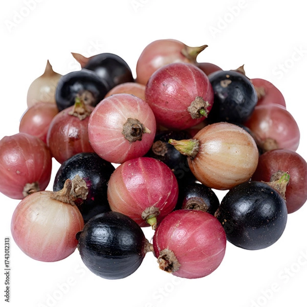 Fototapeta Assortment of colorful berries isolated on transparent background
