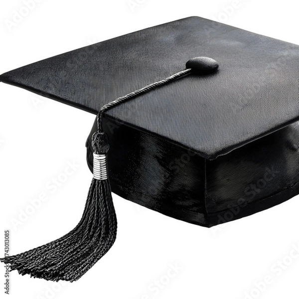 Fototapeta Graduation cap isolated against transparent background academic attire concept