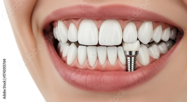 Fototapeta Dental Implant Procedure For Missing Teeth Replacement And Smile Restoration